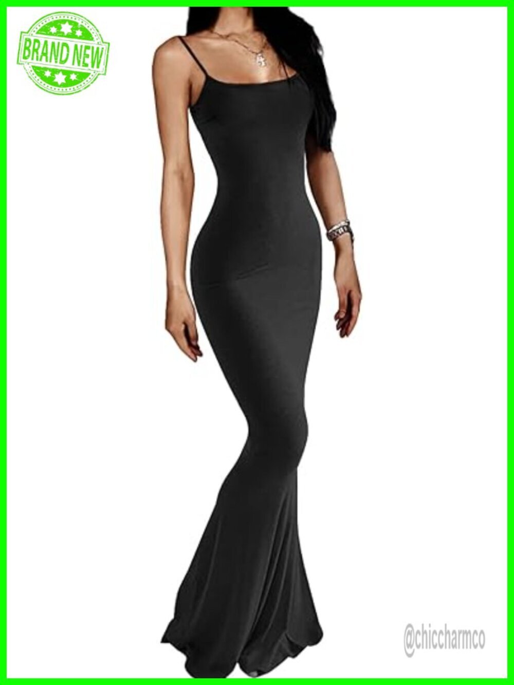 Sleeveless Backless Slip Maxi Dress Bodycon Fishtail Spaghetti Strap